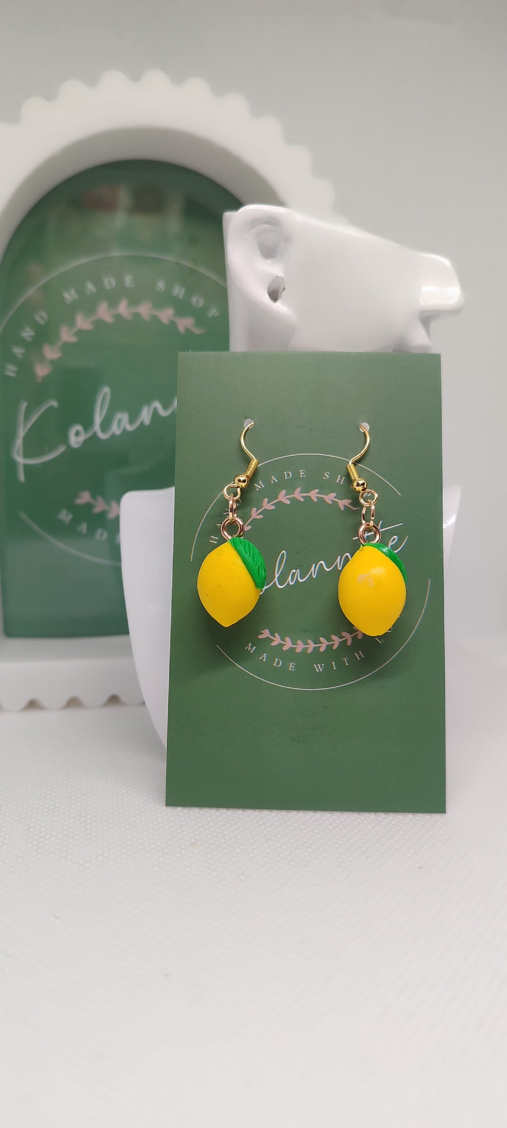 Boucles d'oreilles, fait main,Citron