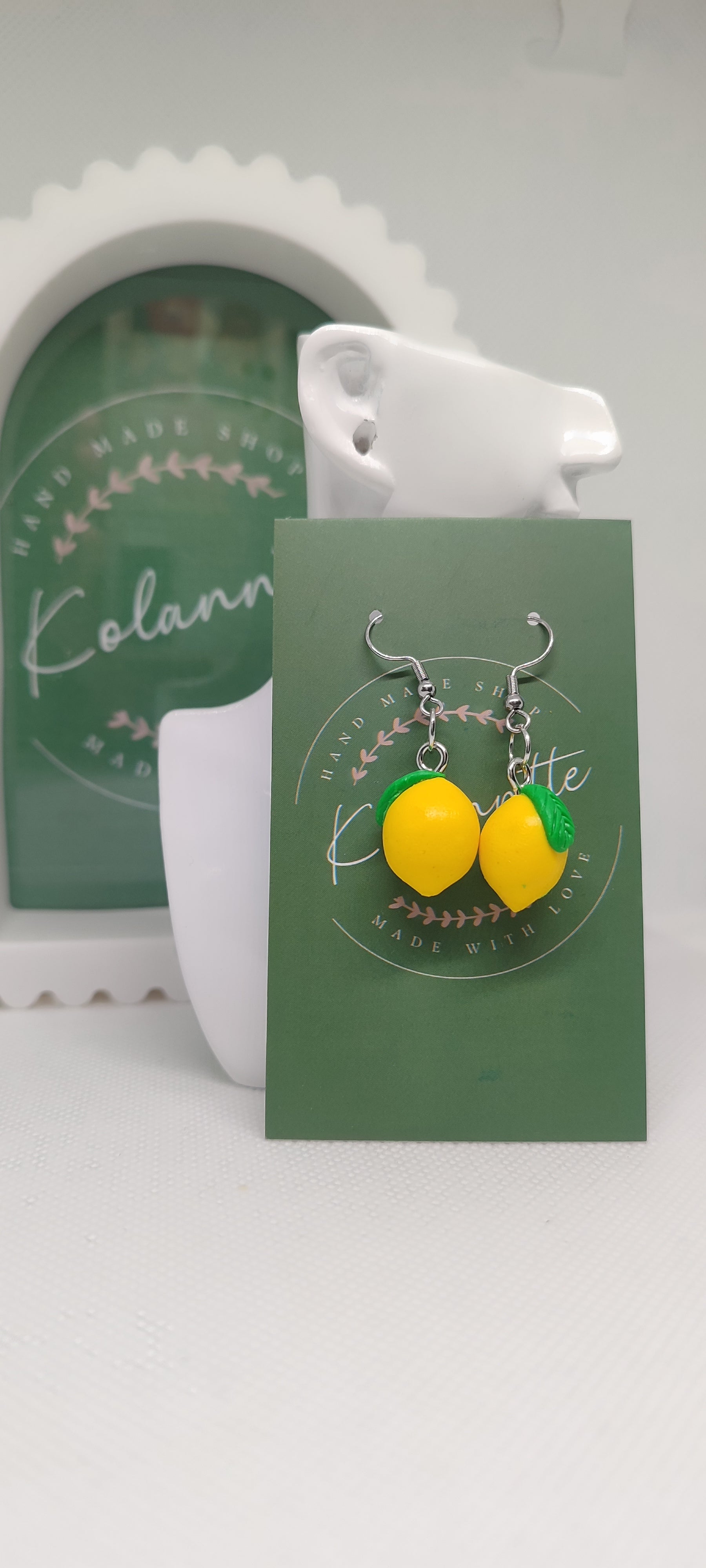 Boucles d'oreilles, fait main,Citron